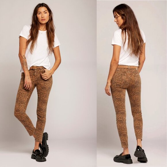 NWT New $257 Current/Elliott Stiletto Amber Leopard Skinny Jean Size 28'' - Picture 1 of 11